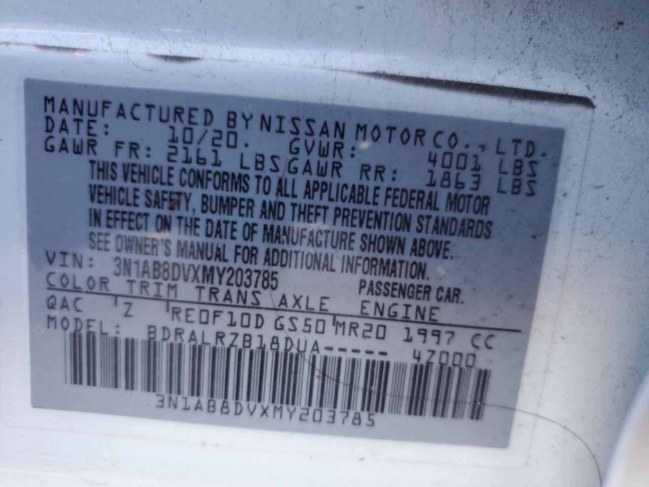 2021 Nissan Sentra Sr VIN: 3N1AB8DVXMY203785 Lot: 86783745
