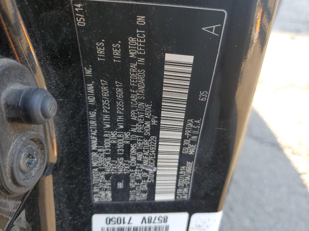 2014 Toyota Sienna Xle VIN: 5TDYK3DC7ES493229 Lot: 82291585