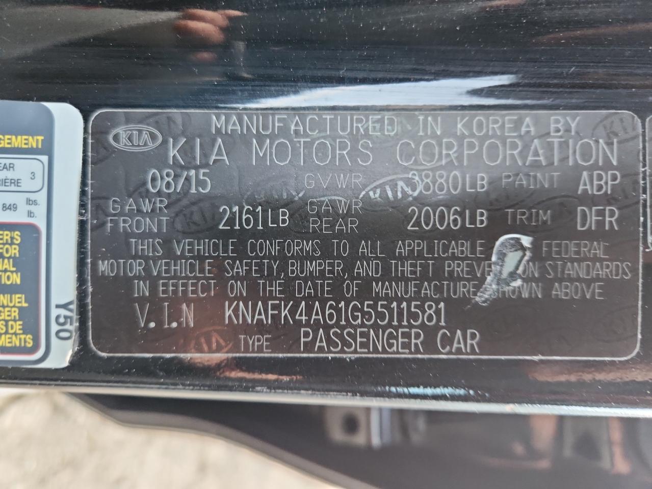 2016 Kia Forte Lx VIN: KNAFK4A61G5511581 Lot: 89620145