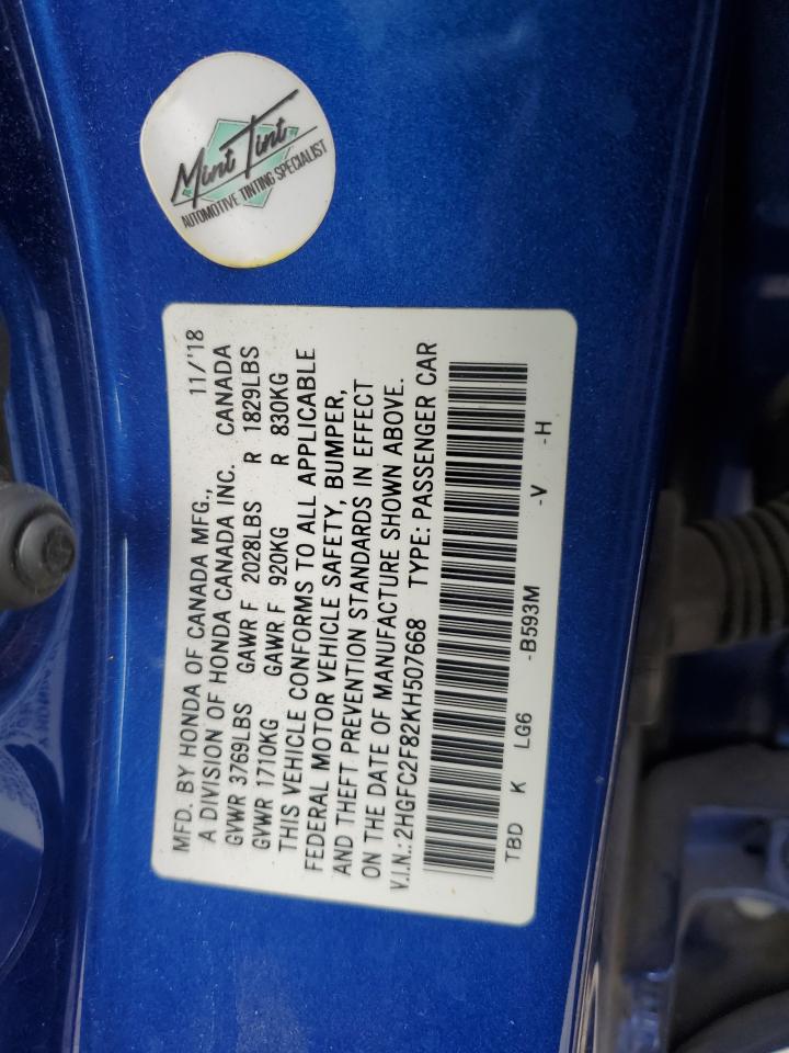 2019 Honda Civic Sport VIN: 2HGFC2F82KH507668 Lot: 82198195