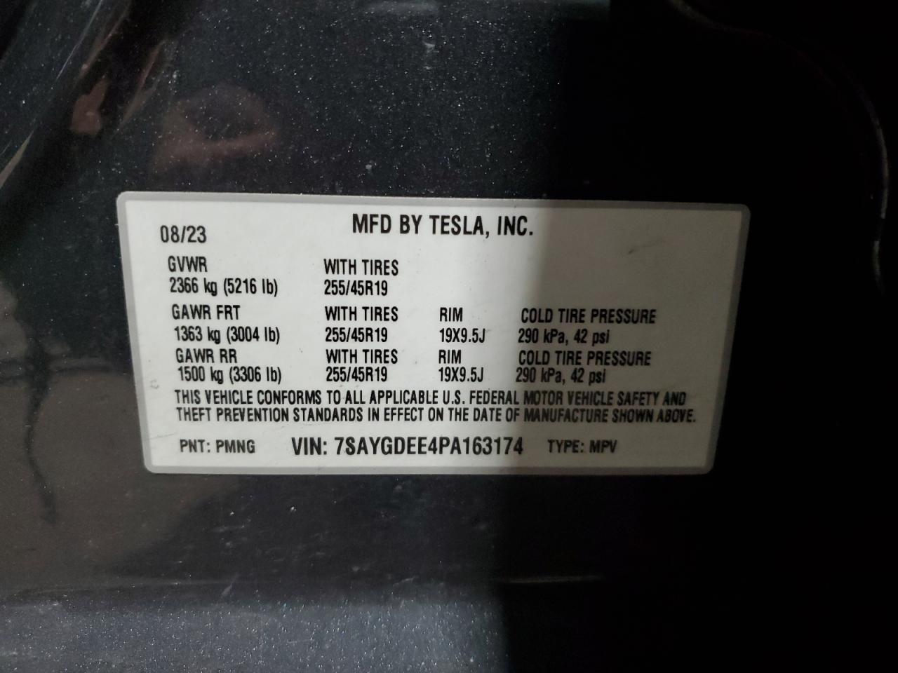 2023 Tesla Model Y VIN: 7SAYGDEE4PA163174 Lot: 85111345