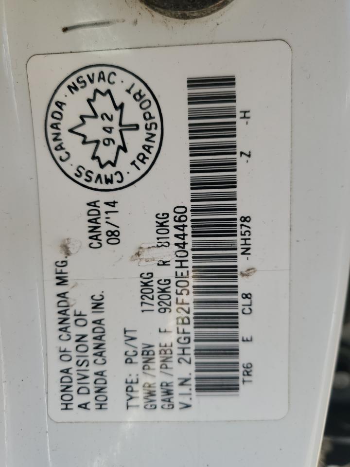 2014 Honda Civic Lx VIN: 2HGFB2F50EH044460 Lot: 84907125