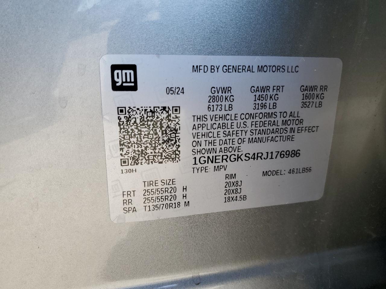 2024 Chevrolet Traverse Lt VIN: 1GNERGKS4RJ176986 Lot: 84924675