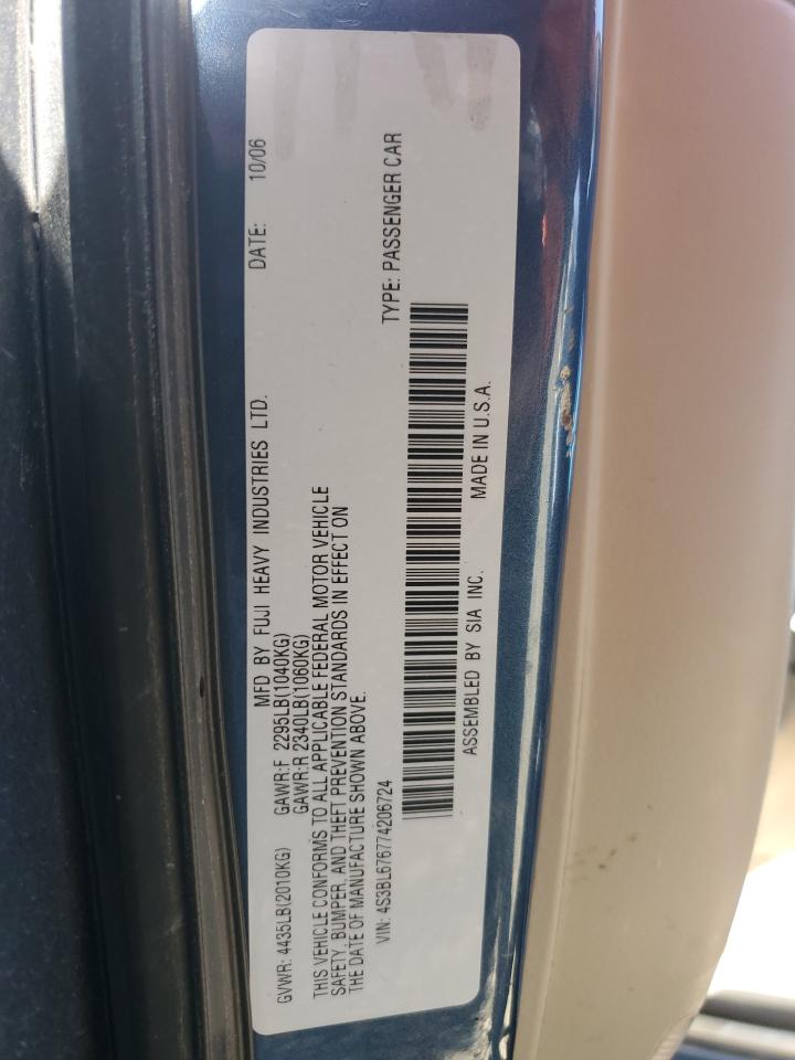 2007 Subaru Legacy Gt Limited VIN: 4S3BL676774206724 Lot: 85292305