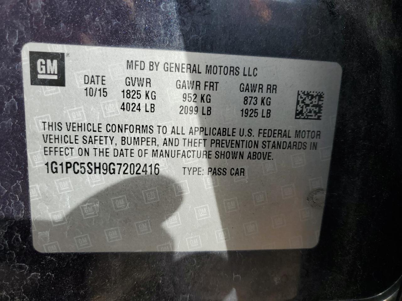 2016 Chevrolet Cruze Limited Ls VIN: 1G1PC5SH9G7202416 Lot: 86522085