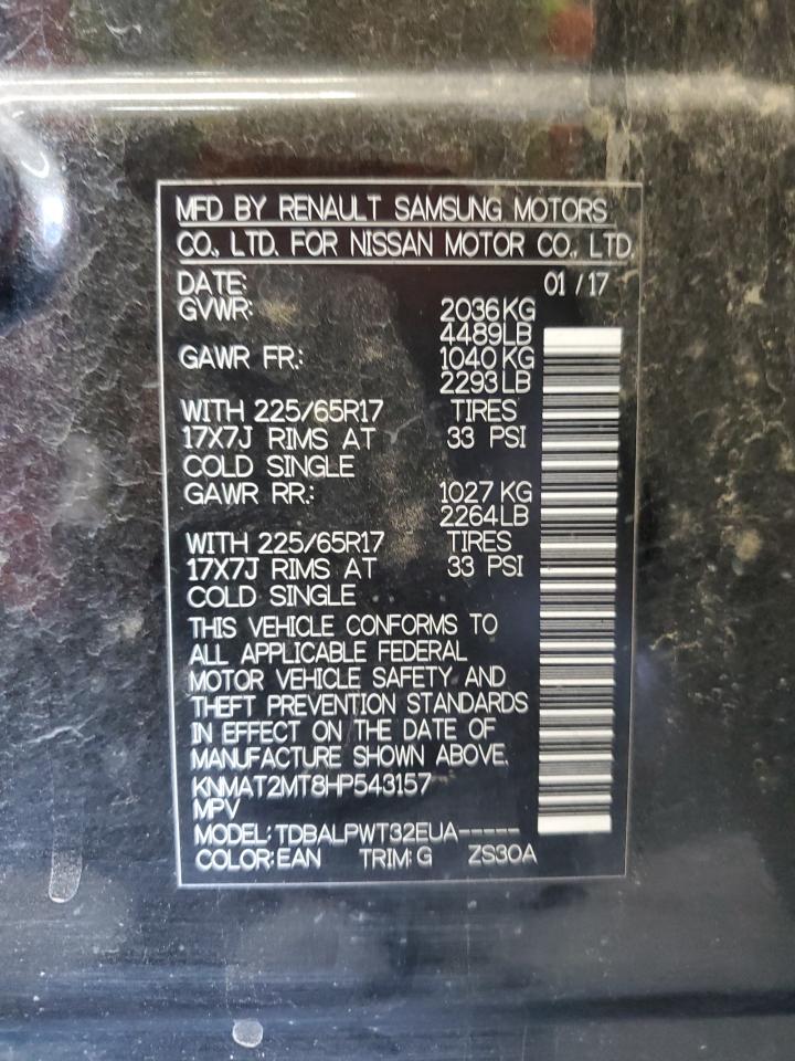 2017 Nissan Rogue S VIN: KNMAT2MT8HP543157 Lot: 82236055