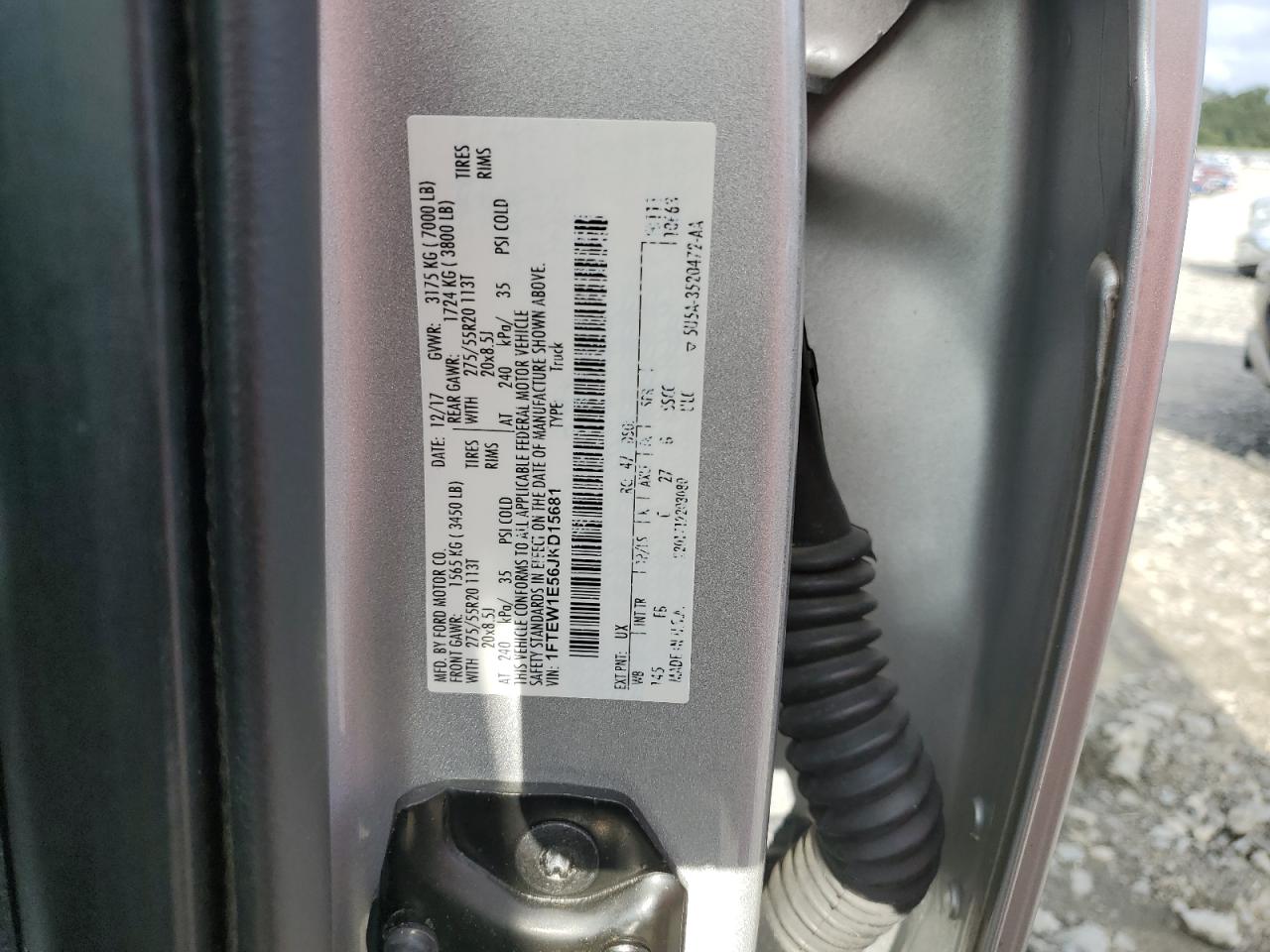 2018 Ford F150 Supercrew VIN: 1FTEW1E56JKD15681 Lot: 85531475