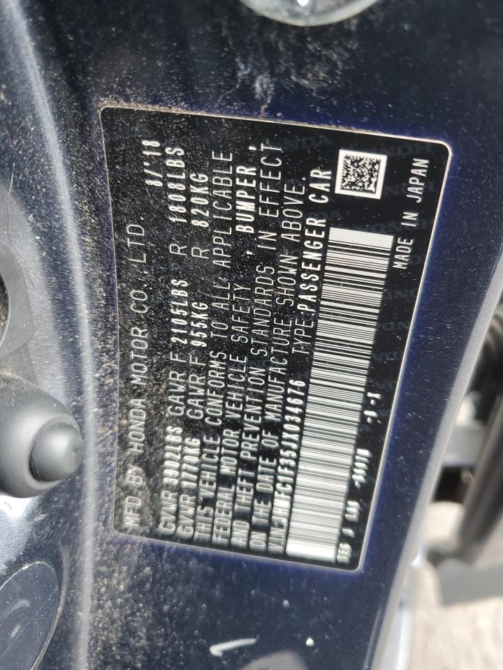 2018 Honda Civic Ex VIN: JHMFC1F35JX034676 Lot: 86608105