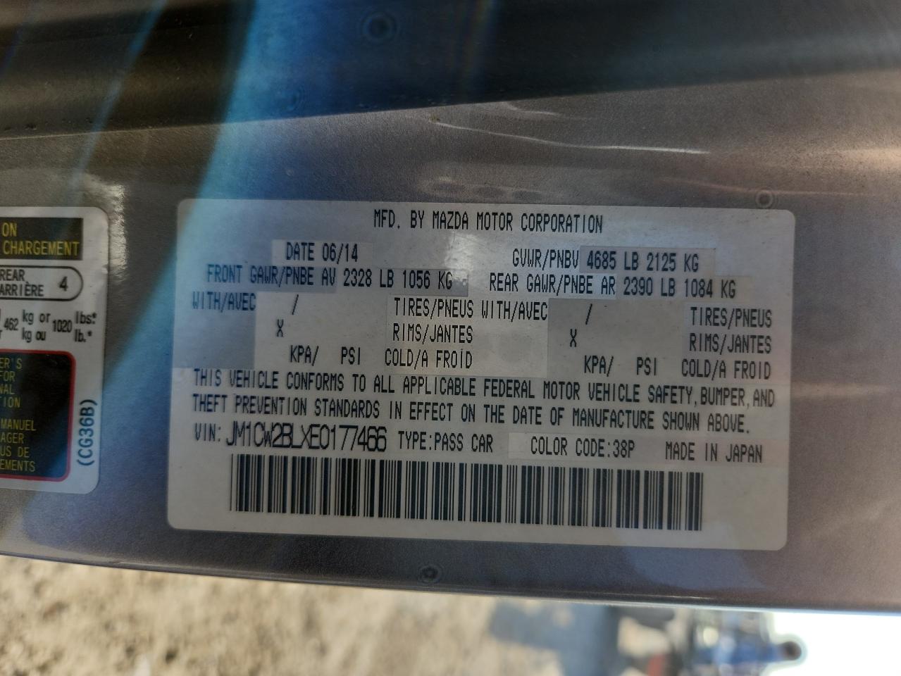 2014 Mazda 5 Sport VIN: JM1CW2BLXE0177466 Lot: 89463475