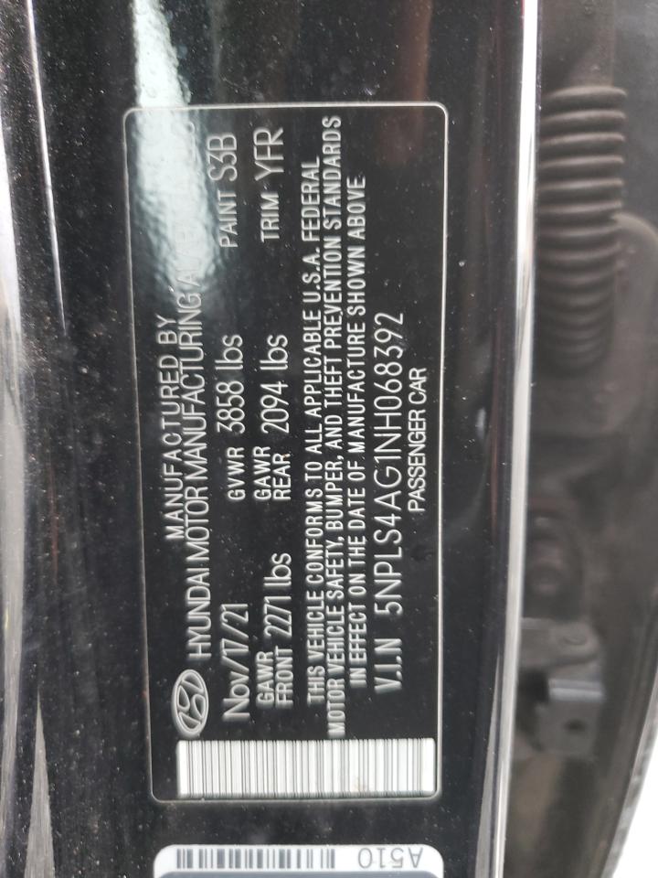 2022 Hyundai Elantra Sel VIN: 5NPLS4AG1NH068392 Lot: 90025225