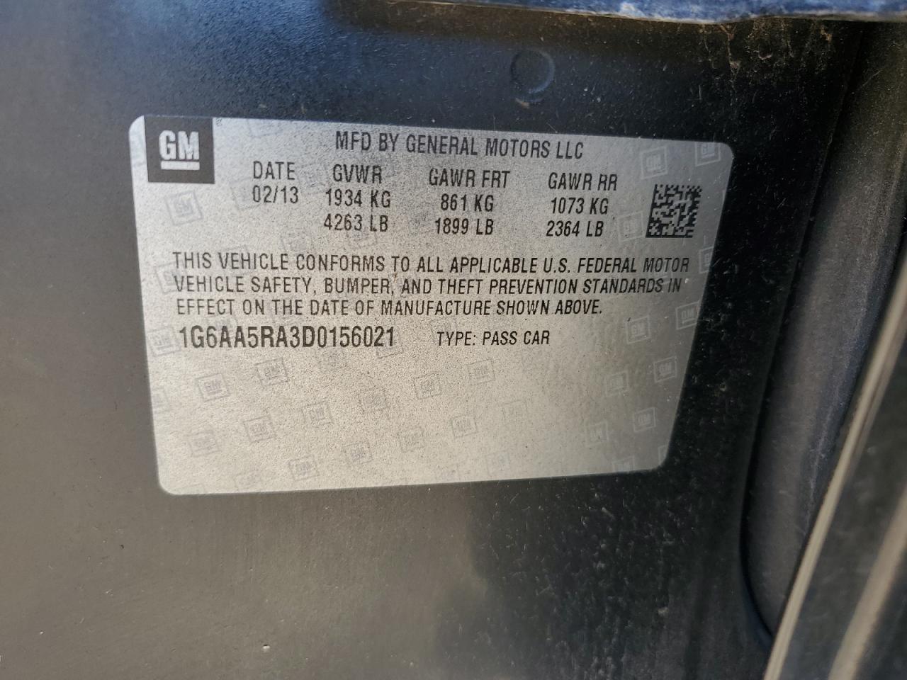 2013 Cadillac Ats VIN: 1G6AA5RA3D0156021 Lot: 82550515