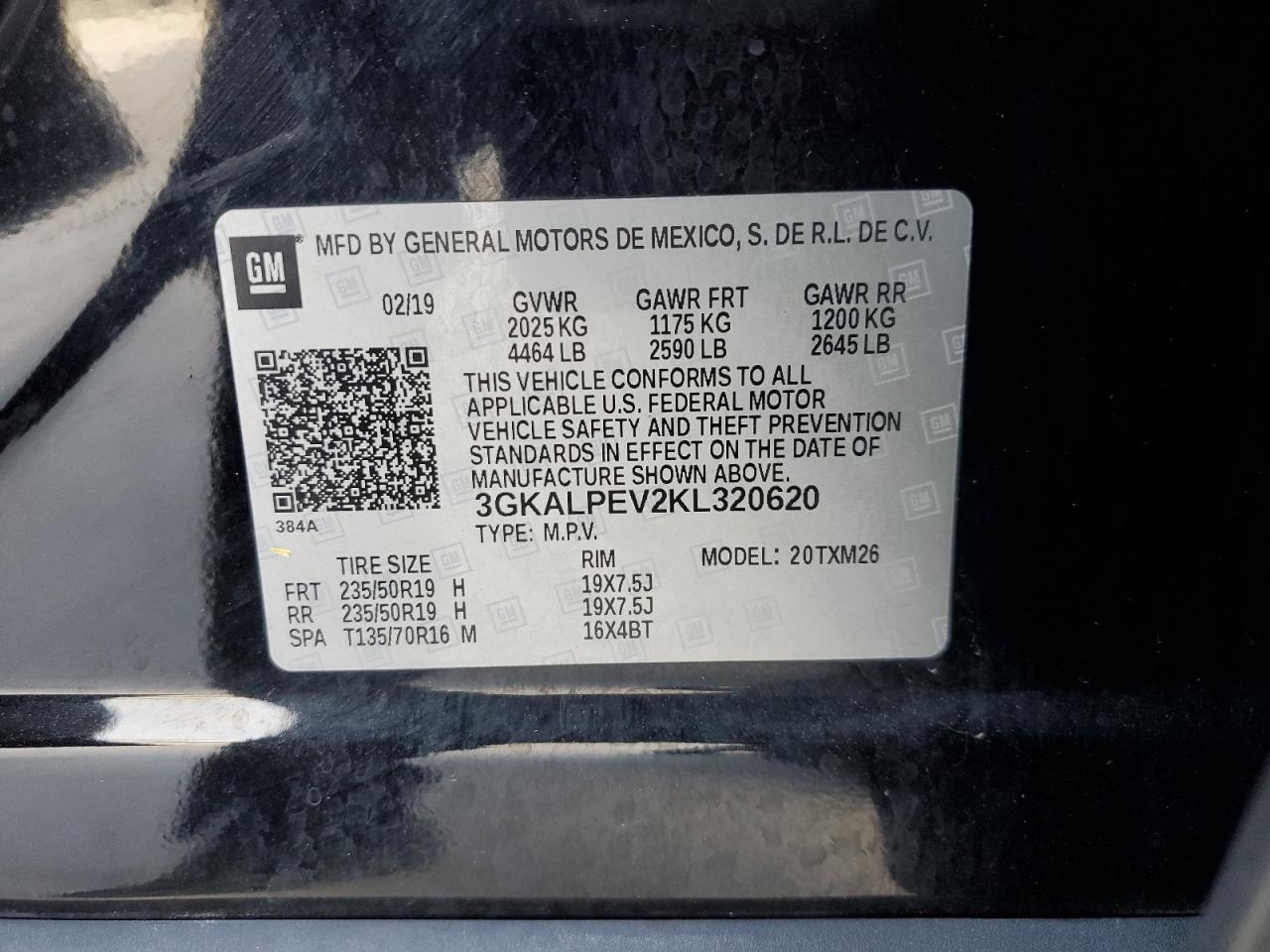 2019 GMC Terrain Slt VIN: 3GKALPEV2KL320620 Lot: 86311105