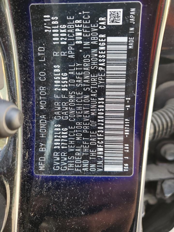 2018 Honda Civic Ex VIN: JHMFC1F30JX005036 Lot: 84711885