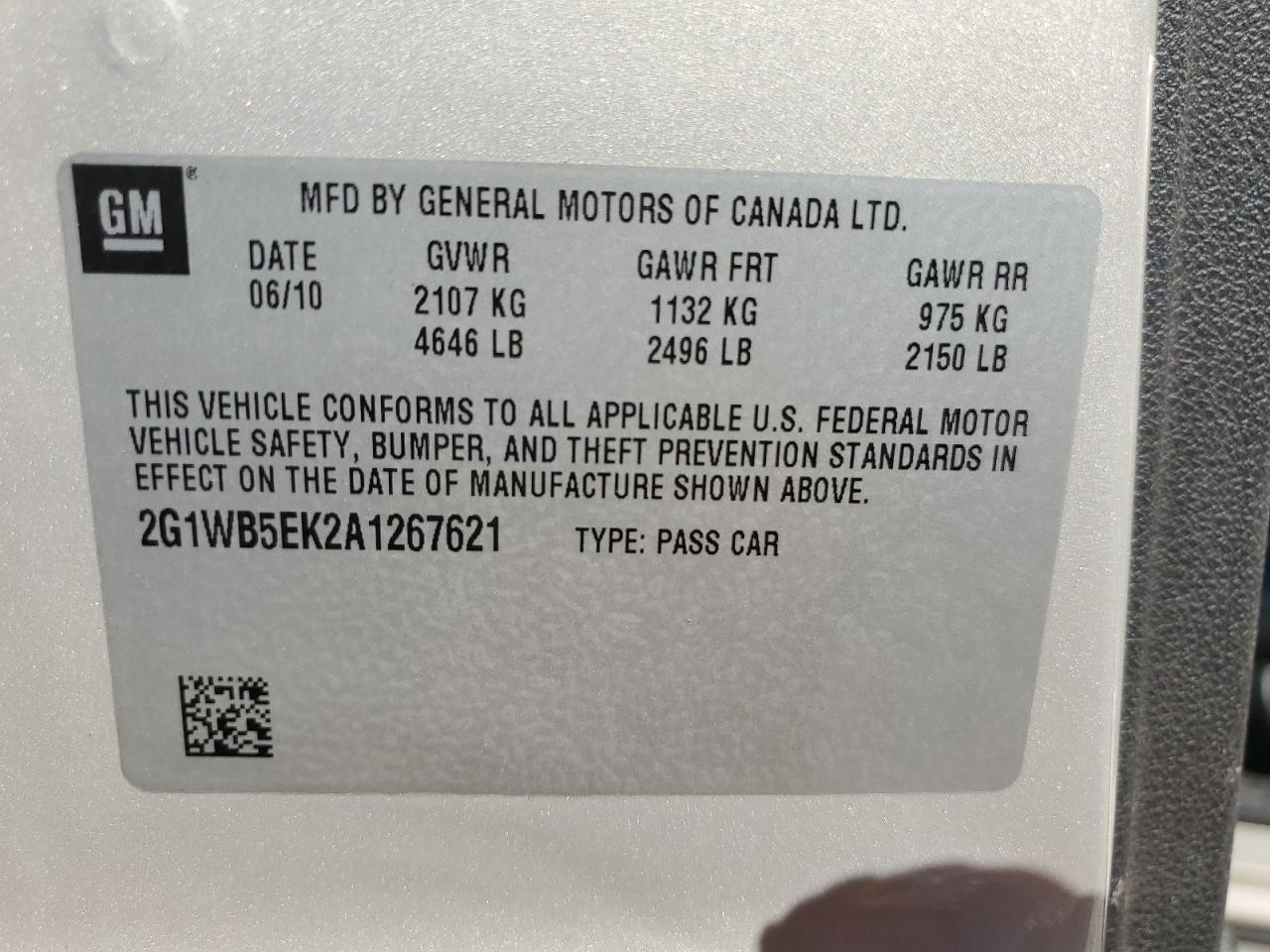 2010 Chevrolet Impala Lt VIN: 2G1WB5EK2A1267621 Lot: 82223935