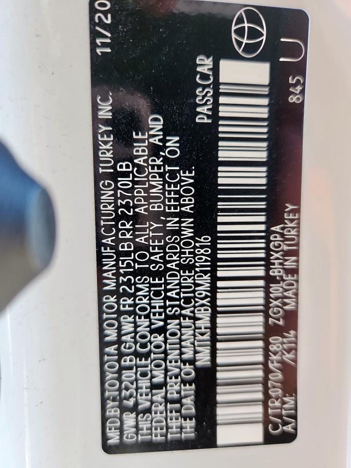 2021 Toyota C-Hr Xle VIN: NMTKHMBX9MR119816 Lot: 85496165