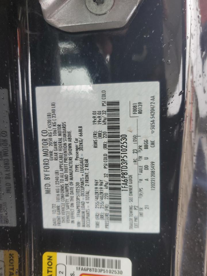 2023 Ford Mustang VIN: 1FA6P8TD3P5102530 Lot: 85257695