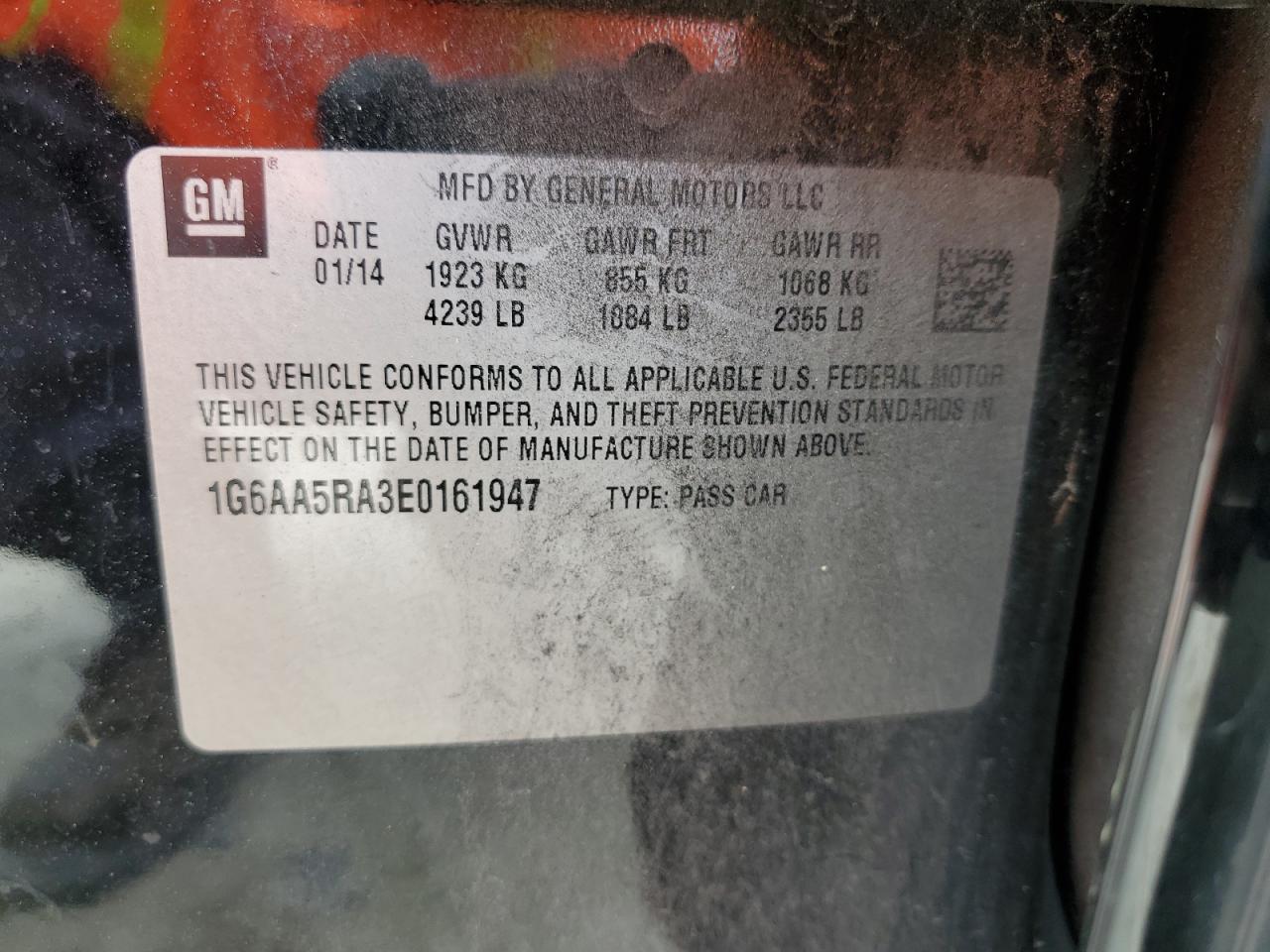 2014 Cadillac Ats VIN: 1G6AA5RA3E0161947 Lot: 84484595