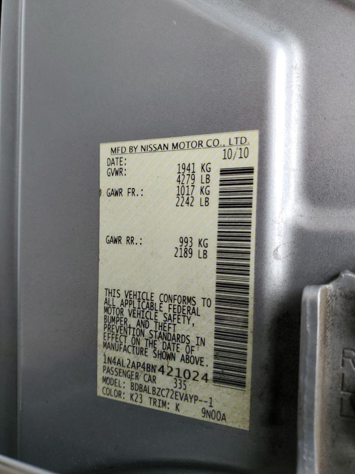 2011 Nissan Altima Base VIN: 1N4AL2AP4BN421024 Lot: 81956485