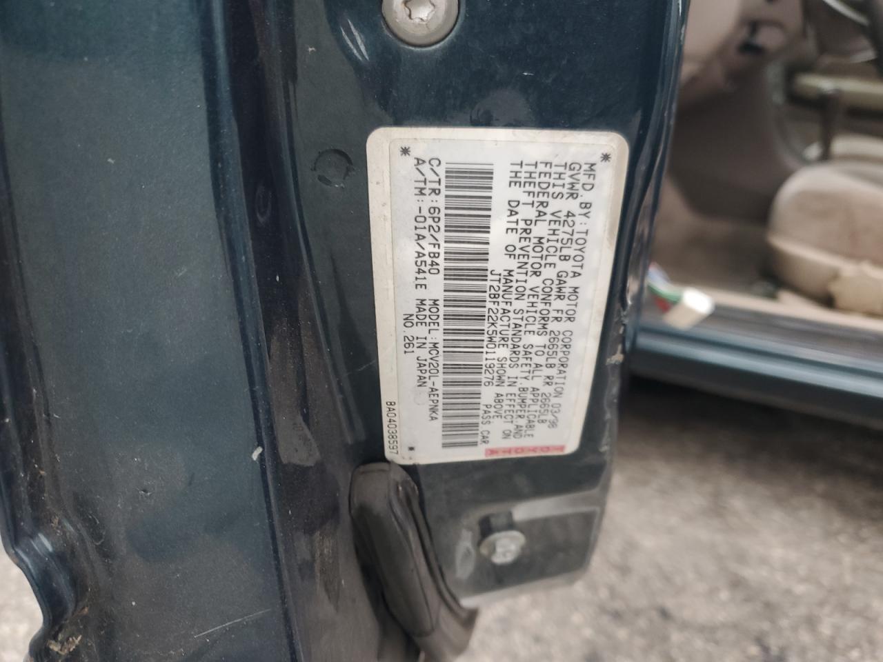 1998 Toyota Camry Ce VIN: JT2BF22K5W0119276 Lot: 85156335