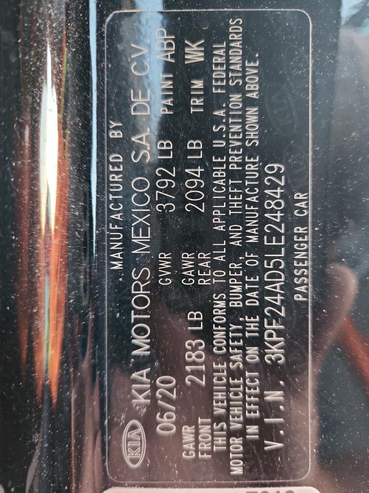 2020 Kia Forte Fe VIN: 3KPF24AD5LE248429 Lot: 86505545