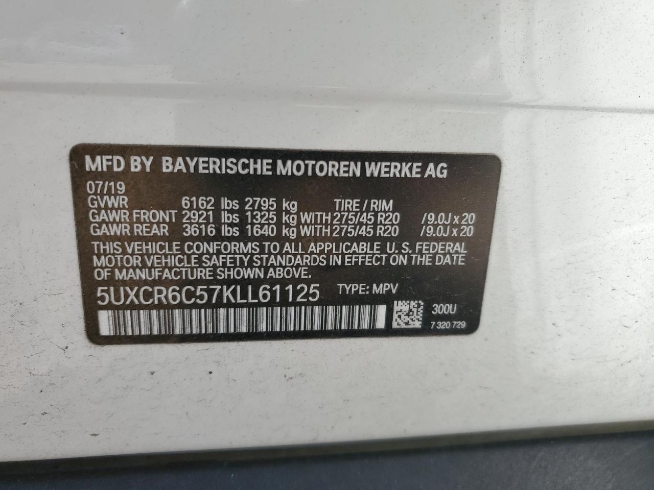 2019 BMW X5 xDrive40I VIN: 5UXCR6C57KLL61125 Lot: 84019565