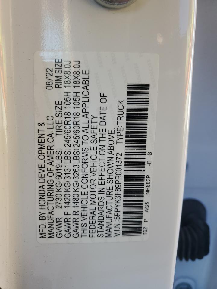 2023 Honda Ridgeline Black Edition VIN: 5FPYK3F89PB001372 Lot: 87271435