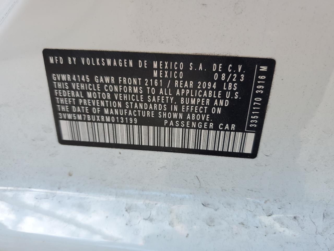 2024 Volkswagen Jetta S VIN: 3VW5M7BUXRM013199 Lot: 85068595