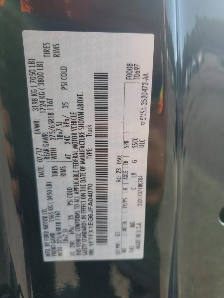 2018 Ford F150 Super Cab VIN: 1FTFX1EG6JFA04070 Lot: 84746085