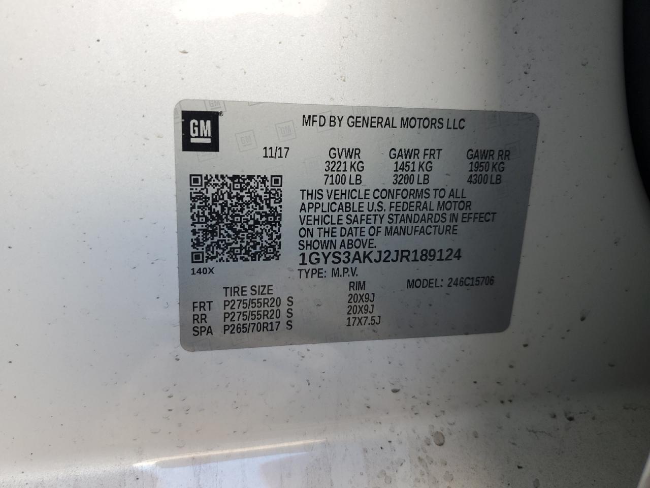 2018 Cadillac Escalade VIN: 1GYS3AKJ2JR189124 Lot: 84624425