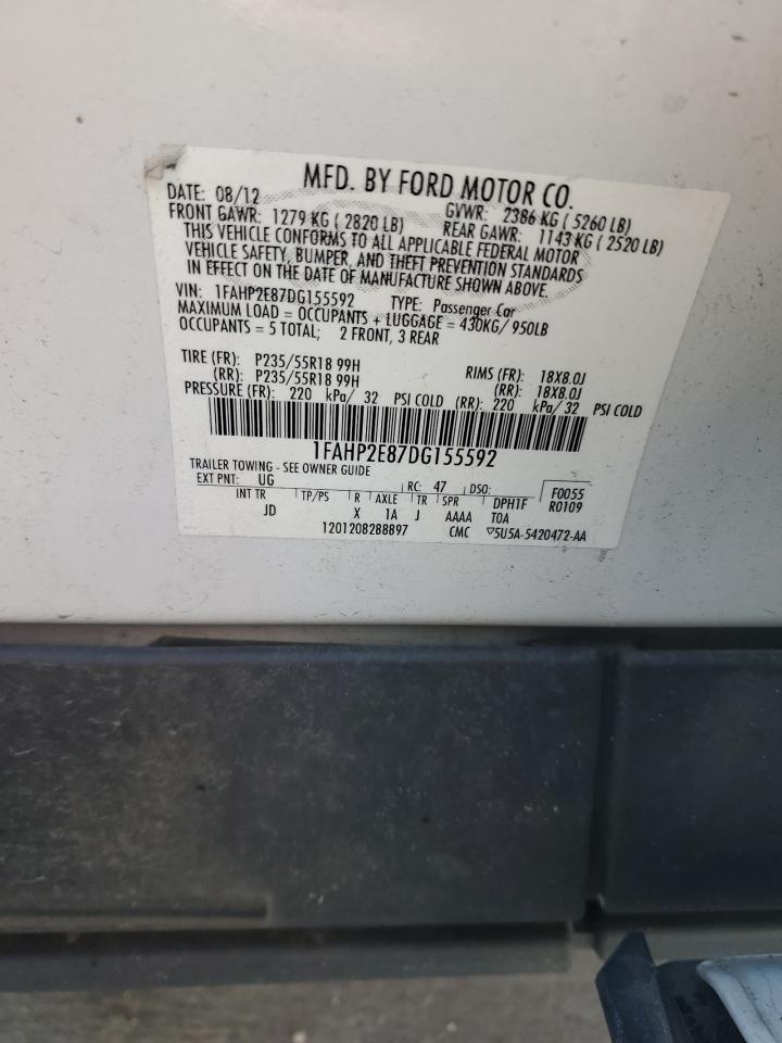 2013 Ford Taurus Sel VIN: 1FAHP2E87DG155592 Lot: 85412025