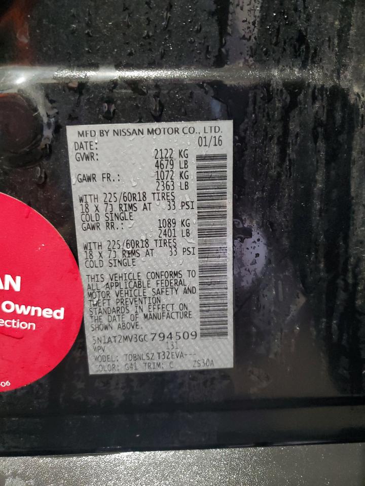 2016 Nissan Rogue S VIN: 5N1AT2MV3GC794509 Lot: 84815805