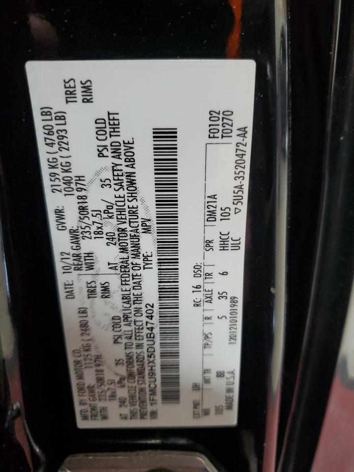 2013 Ford Escape Sel VIN: 1FMCU9HX5DUB47402 Lot: 87232985