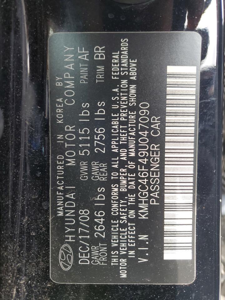 2009 Hyundai Genesis 4.6L VIN: KMHGC46F49U047090 Lot: 85340015