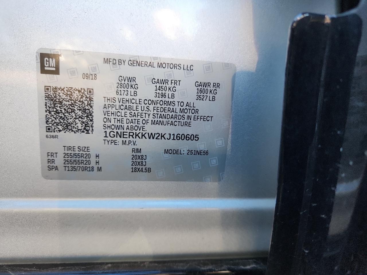 2019 Chevrolet Traverse Premier VIN: 1GNERKKW2KJ160605 Lot: 85474195