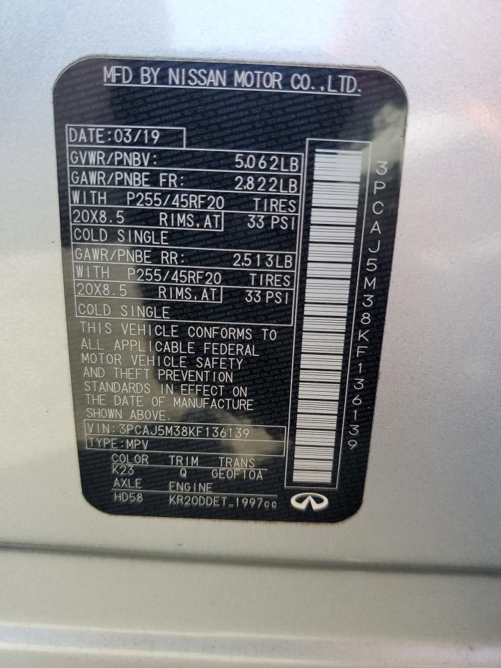 2019 Infiniti Qx50 Essential VIN: 3PCAJ5M38KF136139 Lot: 84988695