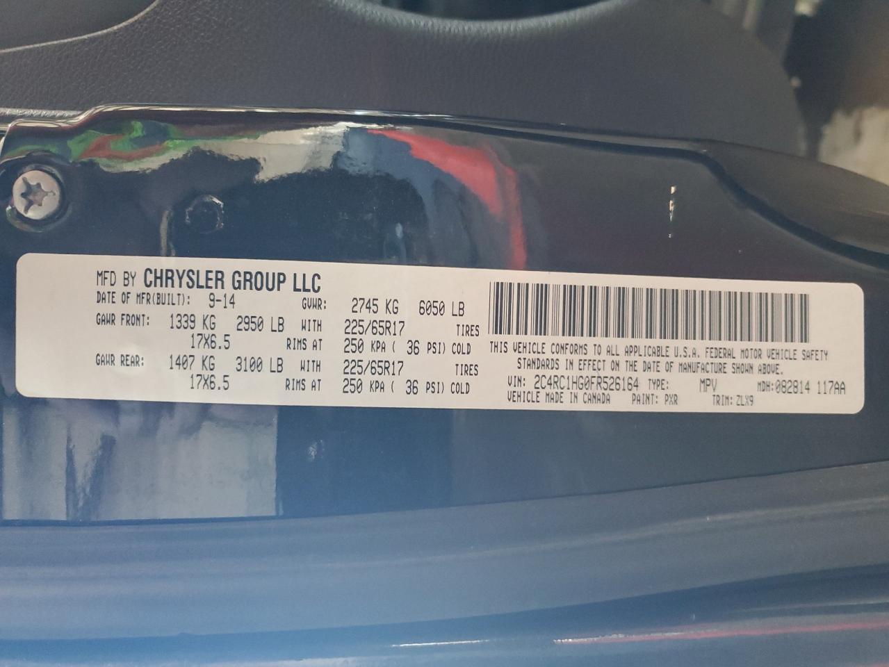 2015 Chrysler Town & Country S VIN: 2C4RC1HG0FR526164 Lot: 82346845