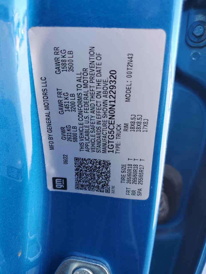 2022 GMC Canyon Elevation VIN: 1GTG5CEN0N1229320 Lot: 84200445