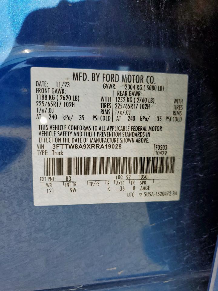 2024 Ford Maverick Xl VIN: 3FTTW8A9XRRA19028 Lot: 85743485