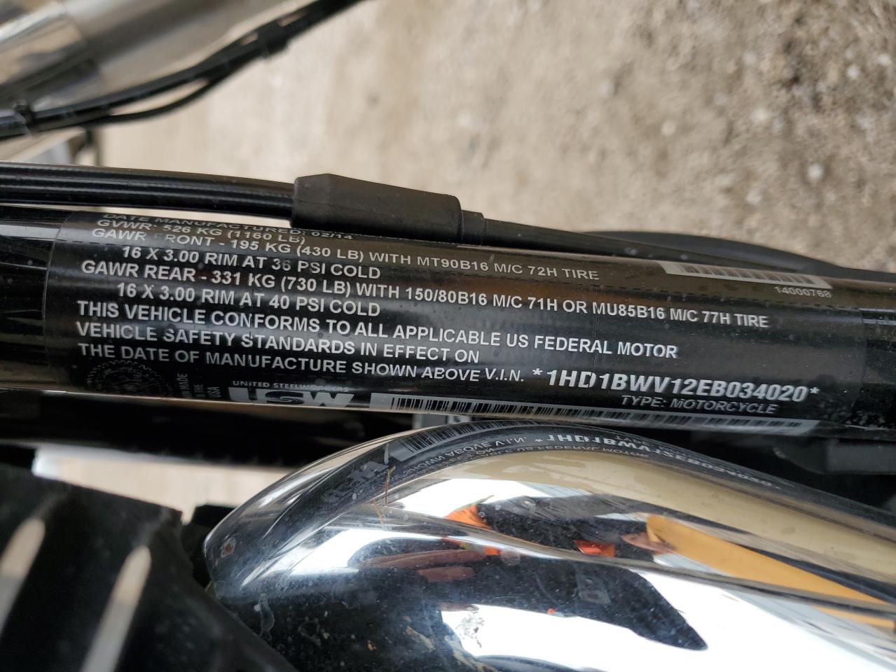 2014 Harley-Davidson Flstc Heritage Softail Classic VIN: 1HD1BWV12EB034020 Lot: 82748945