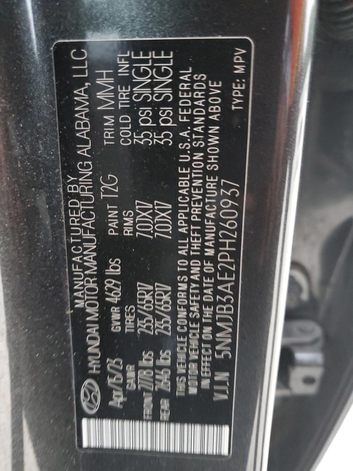 2023 Hyundai Tucson Sel VIN: 5NMJB3AE2PH260937 Lot: 85690055