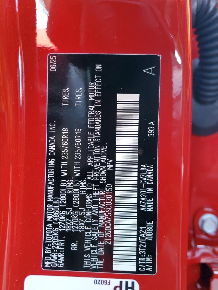 2025 Lexus Nx 250 Premium VIN: 2T2GDCAZ5SC030150 Lot: 85010075