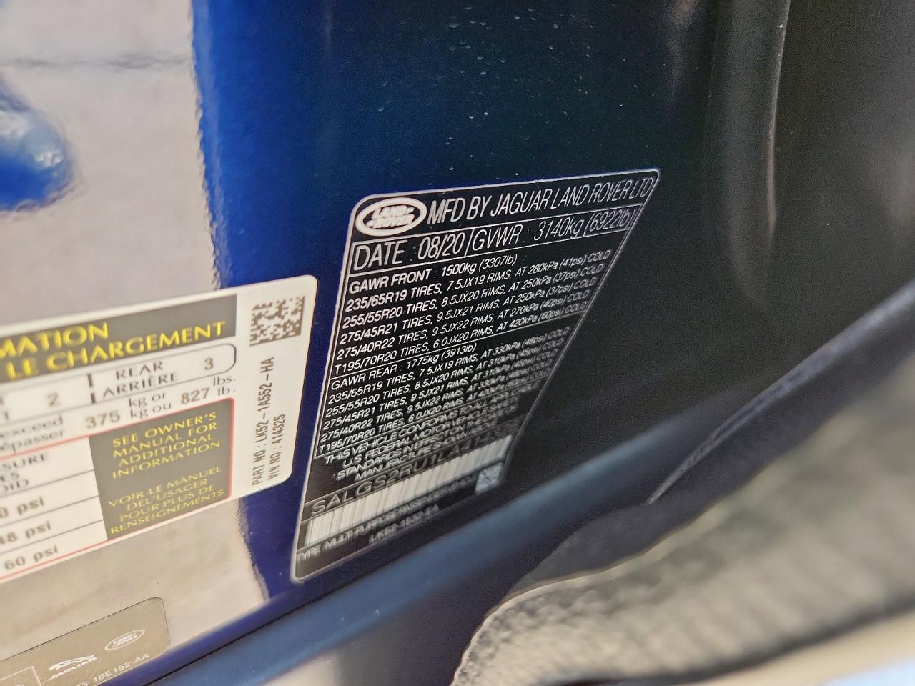 SALGS2RU1LA414325 2020 Land Rover Range Rover Hse