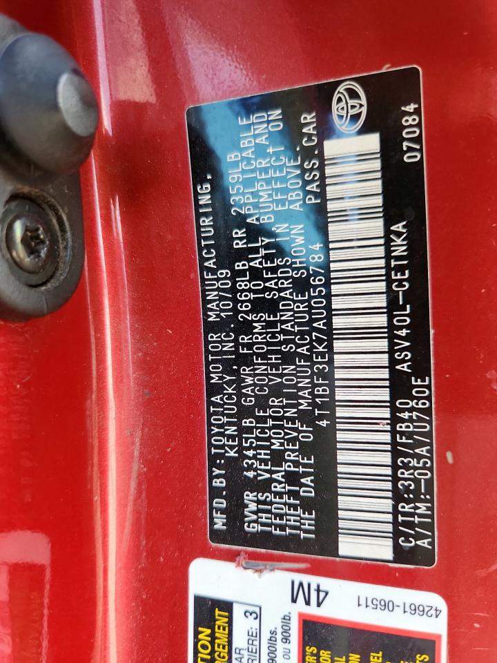 2010 Toyota Camry Base VIN: 4T1BF3EK7AU056784 Lot: 85741255