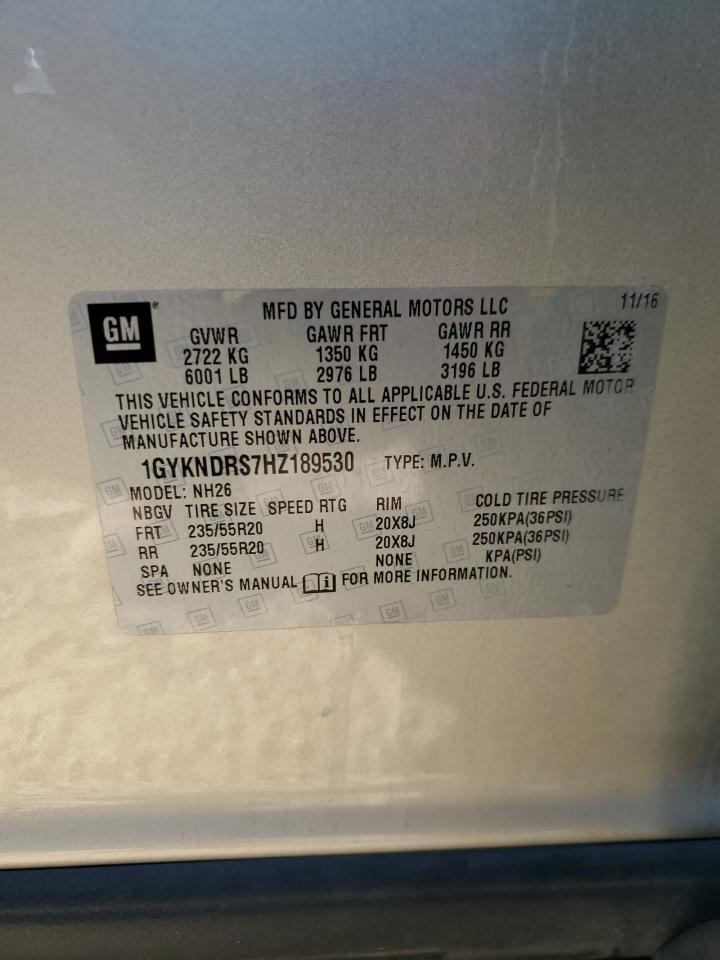 2017 Cadillac Xt5 Luxury VIN: 1GYKNDRS7HZ189530 Lot: 90655545