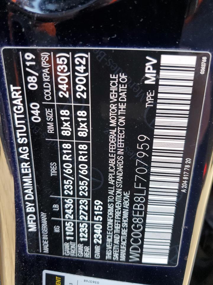 2020 Mercedes-Benz Glc 300 4Matic VIN: WDC0G8EB8LF707959 Lot: 89631245