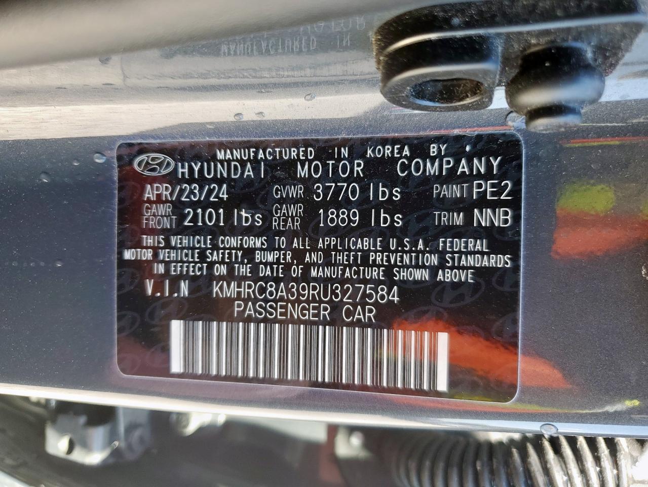 2024 Hyundai Venue Sel VIN: KMHRC8A39RU327584 Lot: 85000115