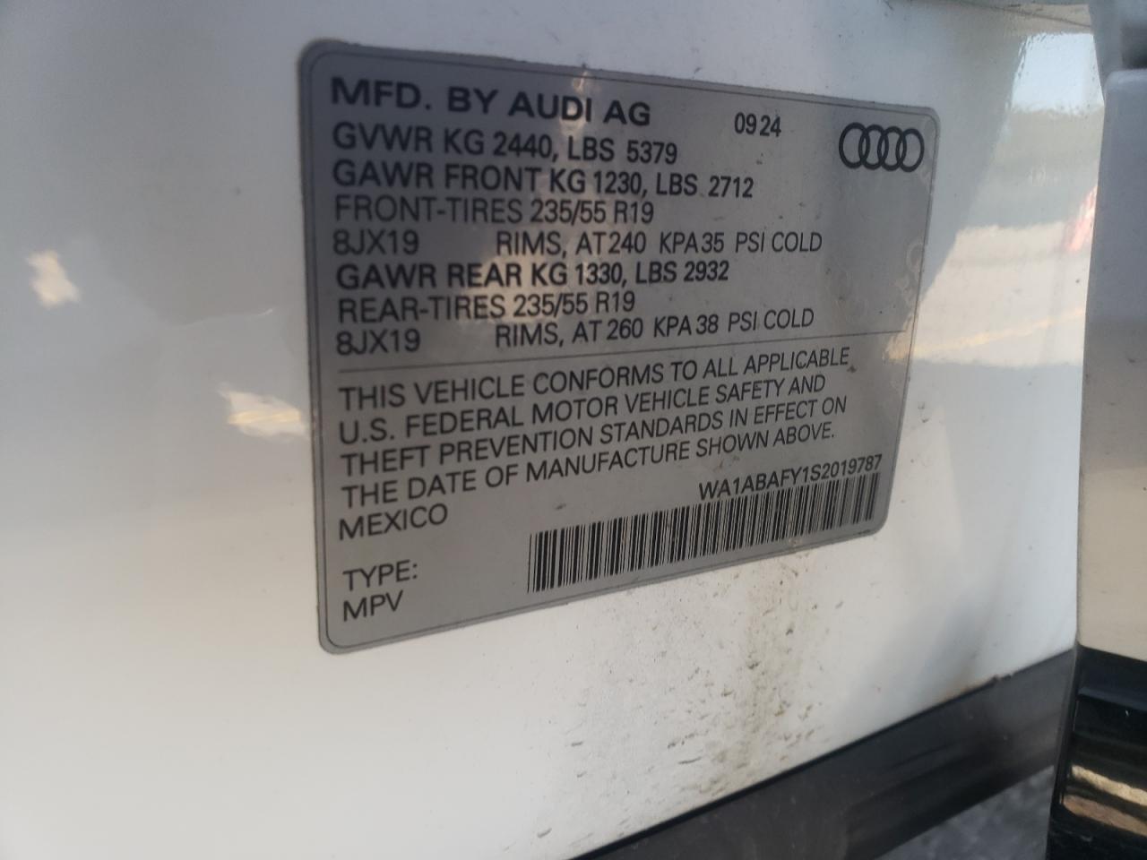 2025 Audi Q5 Premium 40 VIN: WA1ABAFY1S2019787 Lot: 84660925