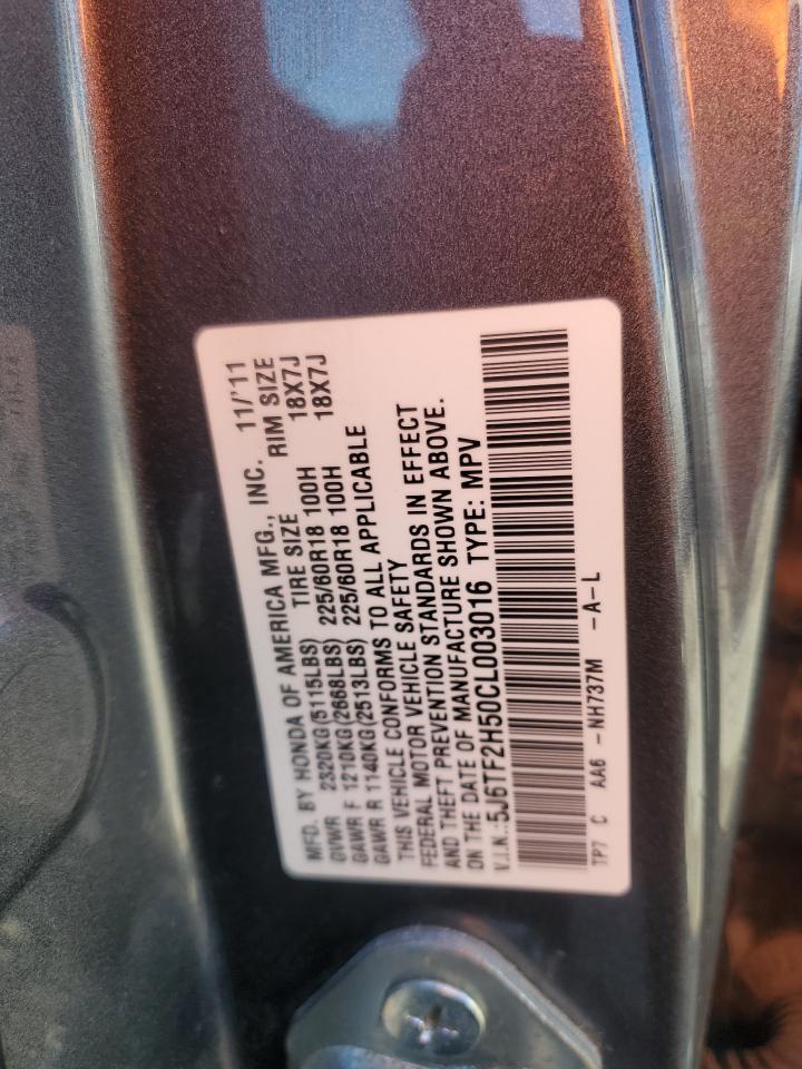 2012 Honda Uk VIN: 5J6TF2H50CL003016 Lot: 82312345