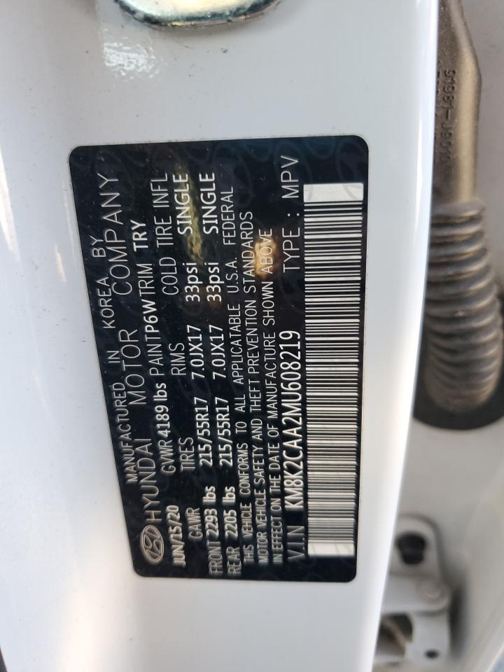 2021 Hyundai Kona Sel VIN: KM8K2CAA2MU608219 Lot: 87476825