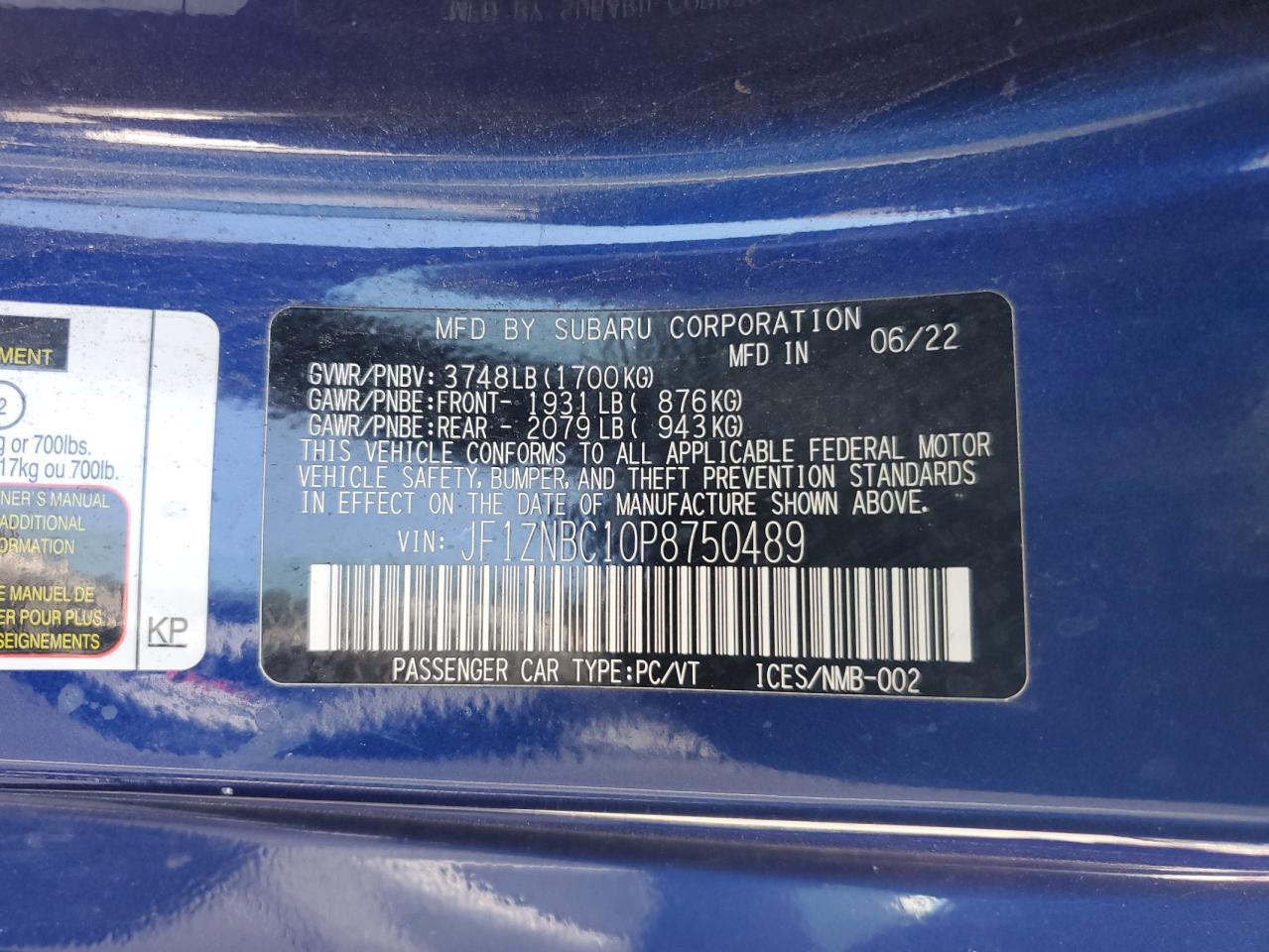 2023 Toyota Gr 86 VIN: JF1ZNBC10P8750489 Lot: 90644335